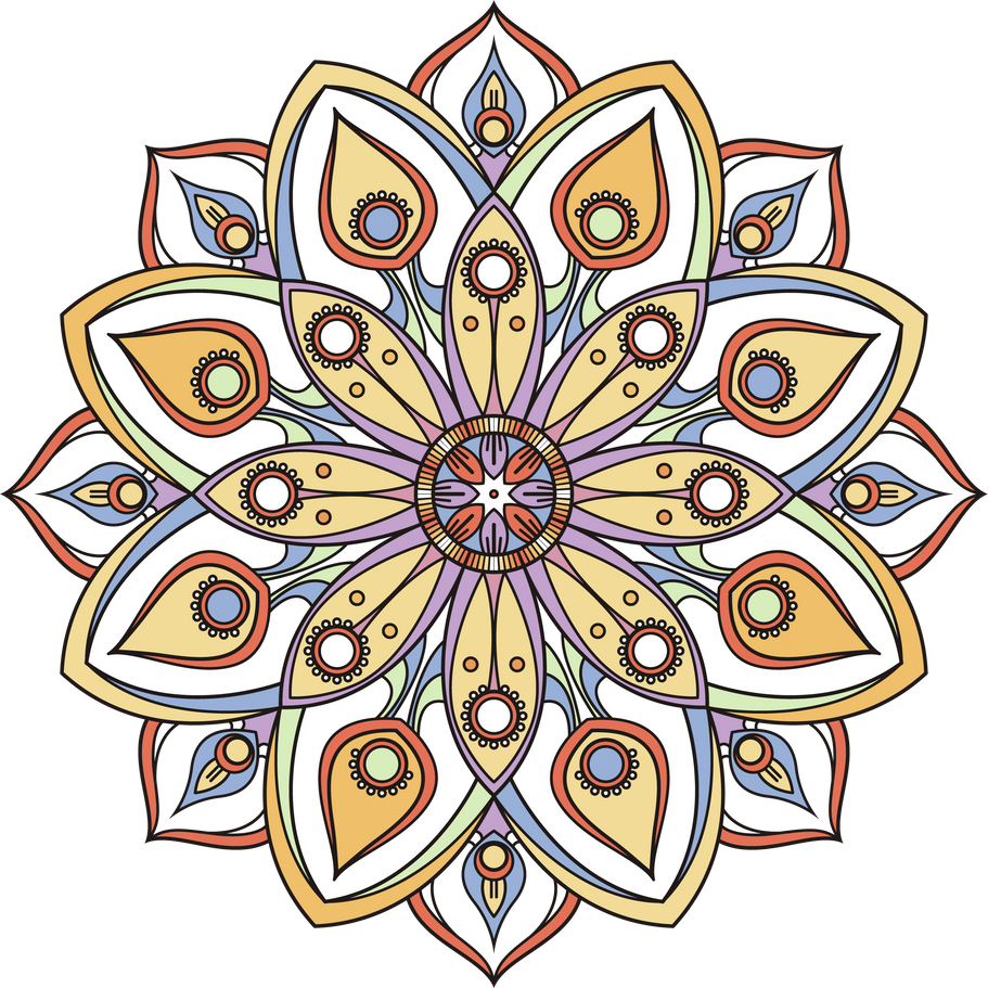 Mindfulness circle. Ancient indian round pattern symbol
